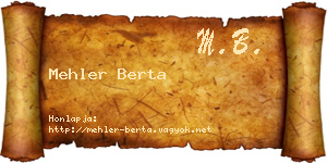 Mehler Berta névjegykártya